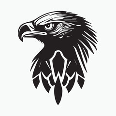 Obraz premium Black eagle head logo Vector Silhouette on white
