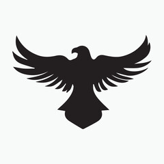 Obraz premium Black eagle head logo Vector Silhouette on white