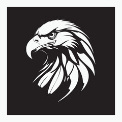 Black eagle head logo Vector Silhouette on white