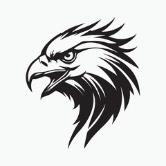 Black eagle head logo Vector Silhouette on white