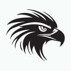 Black eagle head logo Vector Silhouette on white