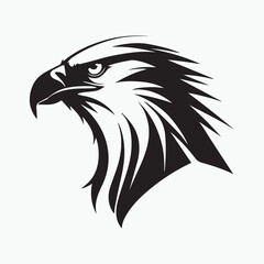 Obraz premium Black eagle head logo Vector Silhouette on white