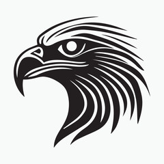 Black eagle head logo Vector Silhouette on white