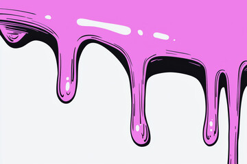Vibrant pink paint dripping gracefully against a clean white background, perfect for creative projects and artistic expressions.