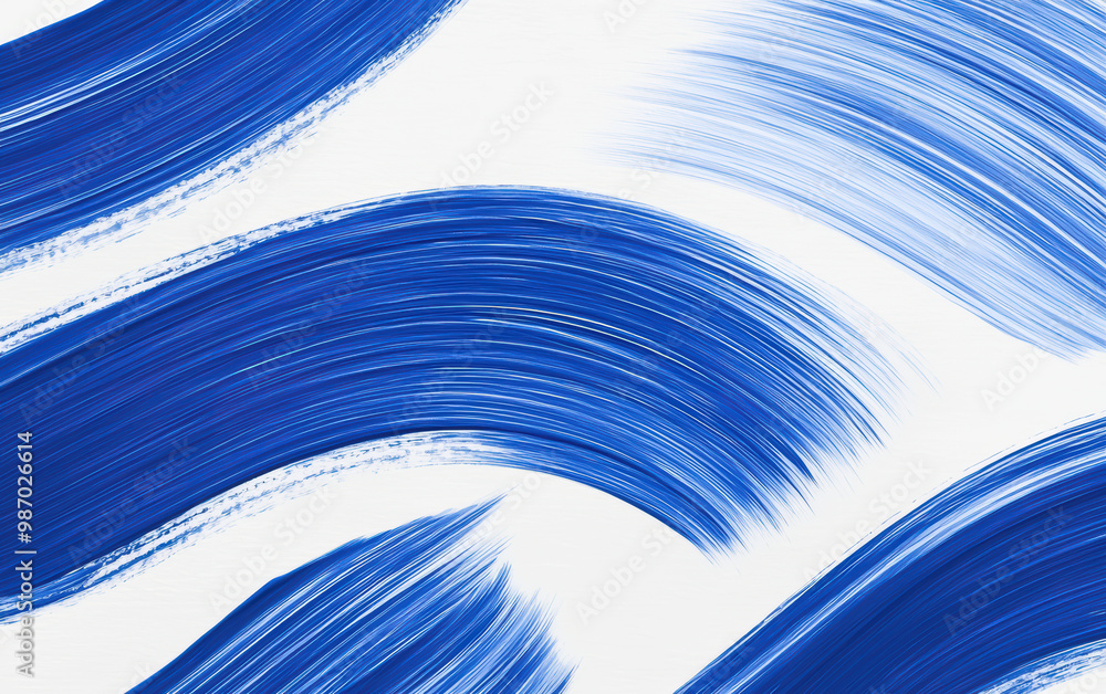 Poster abstract blue brush strokes on a white canvas creating a dynamic and artistic background, perfect fo