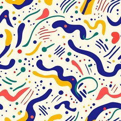 Fototapeta premium Vibrant Memphis-Inspired Design with Playful Squiggles and Lively Colors Sparking Joyful Flow