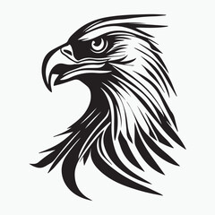 Black eagle head logo Vector Silhouette on white