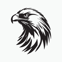 Black eagle head logo Vector Silhouette on white