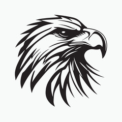 Fototapeta premium Black eagle head logo Vector Silhouette on white