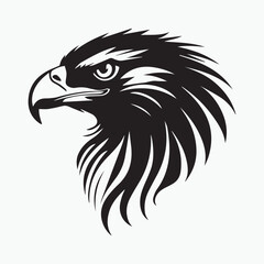 Black eagle head logo Vector Silhouette on white