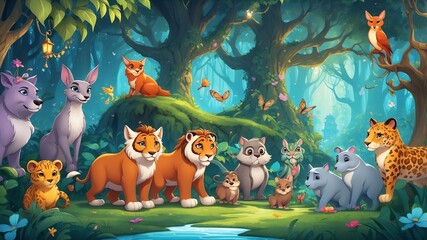 Enchanted Animal Parade Cartoon Background Design