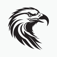 Obraz premium Black eagle head logo Vector Silhouette on white