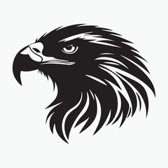 Black eagle head logo Vector Silhouette on white