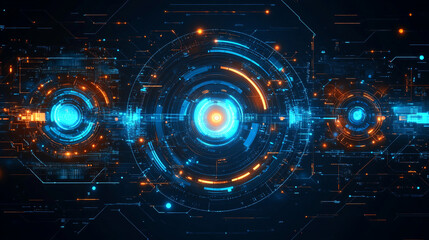 Futuristic abstract design featuring glowing blue and orange elements, perfect for technology and sci-fi themes.