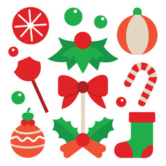 Obraz premium Christmas ornaments vector illustration. 