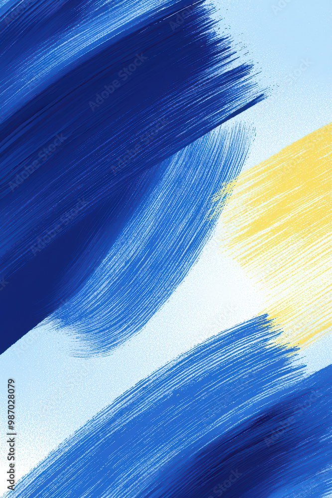 Poster abstract blue and yellow brush strokes creating a vibrant and dynamic composition. ideal for backgro