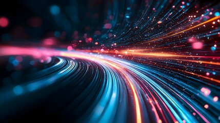 Obraz premium Fast data processing algorithm glowing with energy and speed in digital technology