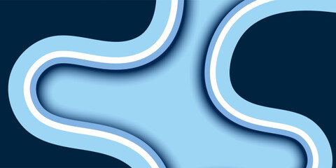 Lines art background. navy blue background. sky blue wallpaper. paper color illustration. abstract wavy lines vector design. horizontal banner template. cover header design. web page. landing page
