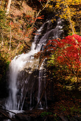 北海道恵庭市、紅葉に染まる三段の滝【10月】