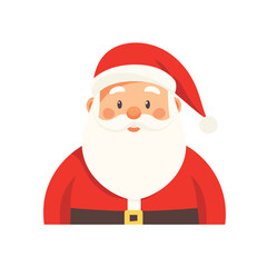 Vector portrait of Santa Claus with a jolly expression, isolated on a solid white background