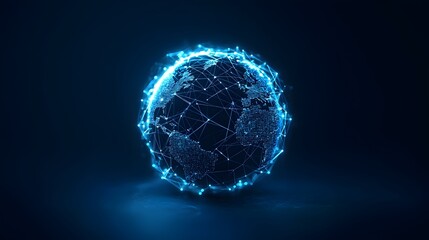 Glowing AI-Powered Digital Globe with Dynamic Network Connections and System Architecture