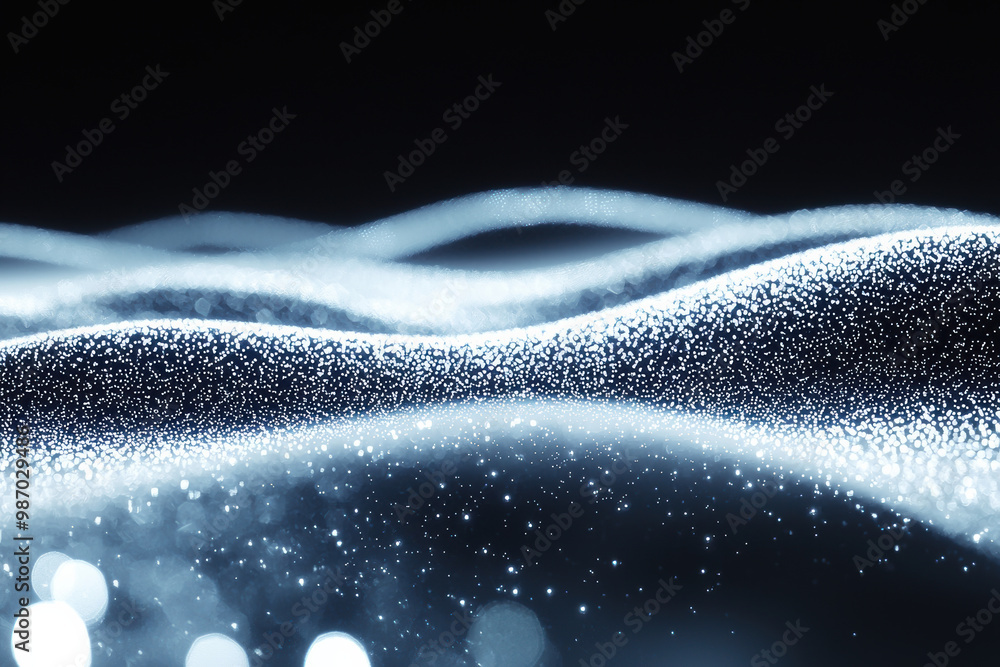 Poster grainy background. a mesmerizing view of luminous waves glistening in the dark, creating a serene an