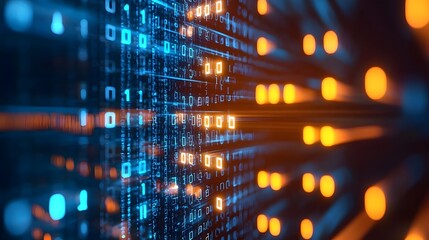 Obraz premium Glowing Digital Transformation of Data and Information Structure