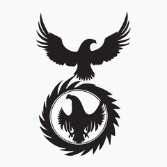 Black eagle head logo Vector Silhouette on white