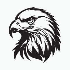 Black eagle head logo Vector Silhouette on white