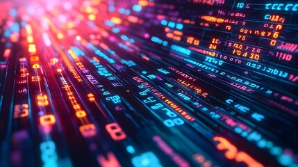 Slow Digital Algorithm Processing Futuristic Glowing Data Visualization