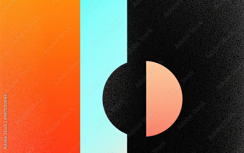 Poster grainy background. abstract geometric design with vibrant color blocks and a circular element, creat