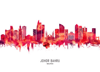 Fototapeta premium Johor Bahru Malaysia Skyline Red