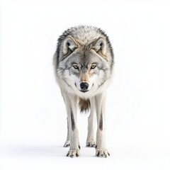 Fototapeta premium A wolf standing in the snow looking at the camera