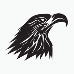 Fototapeta premium Black eagle head logo Vector Silhouette on white