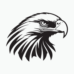 Black eagle head logo Vector Silhouette on white