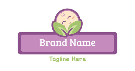 Healthly Baby Food Meal. Kids Logo with Simple and Playful Icon Design. Perfect for Baby Food Startups, Daycare Brand.