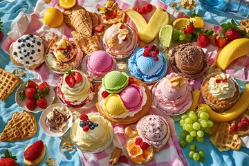 Colorful assortment of ice cream treats.