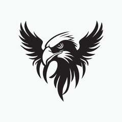 Fototapeta premium Black eagle head logo Vector Silhouette on white