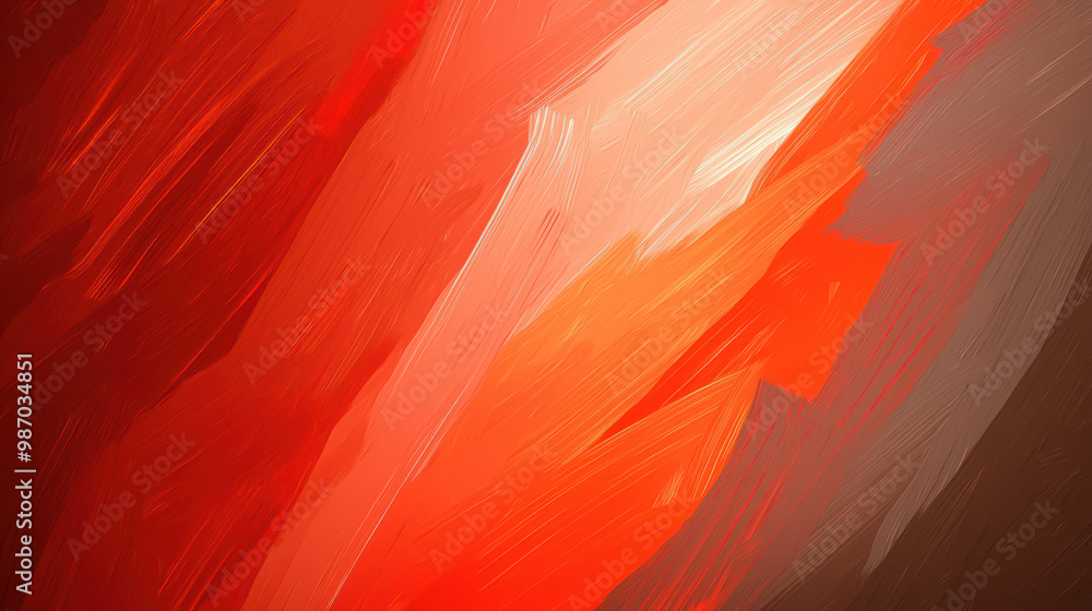 Poster vibrant abstract painting with bold strokes of red and orange, creating a dynamic and energetic visu