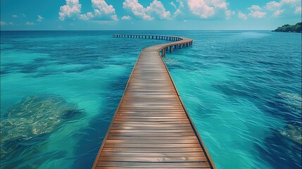 Long Wooden bridges in sea, beautiful.