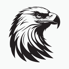 Black eagle head logo Vector Silhouette on white