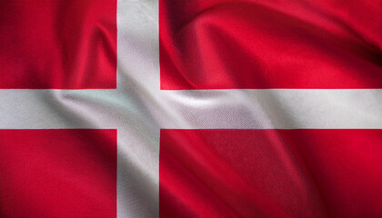 Fototapeta premium waving Denmark flag, showing flowing flag fabric texture