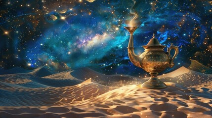 Magic Lamp in the Desert Night