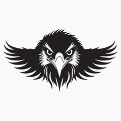Black eagle head logo Vector Silhouette on white