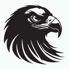 Black eagle head logo Vector Silhouette on white