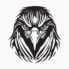 Obraz premium Black eagle head logo Vector Silhouette on white