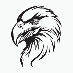 Black eagle head logo Vector Silhouette on white