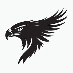Black eagle head logo Vector Silhouette on white