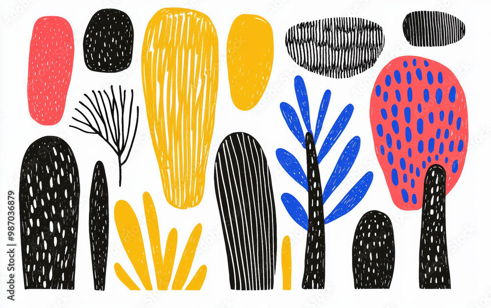 Aufkleber colorful abstract shapes and patterns create a vibrant and engaging design, perfect for modern art p