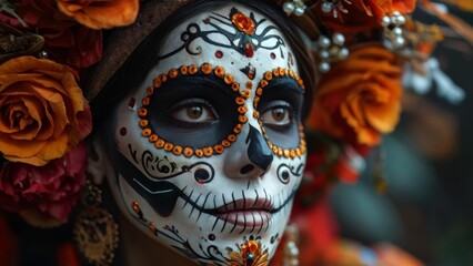 Fototapeta premium Commercial photo. Day of the Dead. With a place to copy the text.
